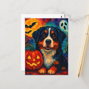 Bedårande Halloween Berner Sennenhund Vykort