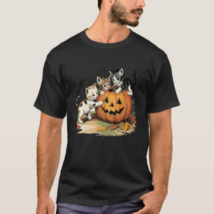 Bedårande Halloween Pumpa Katter - Söta Halloween T Shirt