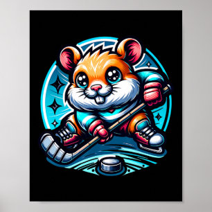 Bedårande hamsterhockeyspelare som åker roligt poster