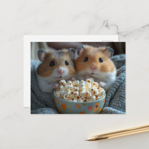 Bedårande hamstrar med popcorn vykort