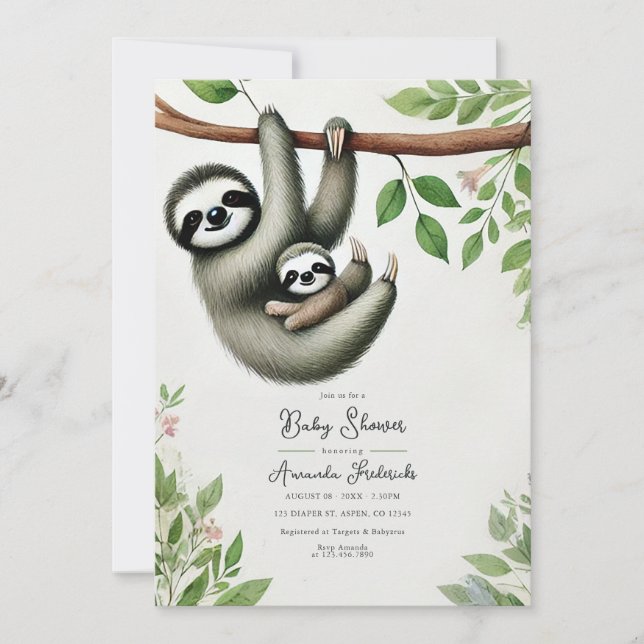 Bedårande Hängande Sengunge Baby Shower Inbjudningar (Framsida)