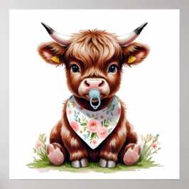 Bedårande Highlandkalv Baby Poster