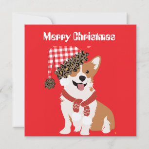 Bedårande Holiday-valp som bär jul Santa mössa Inbjudningar
