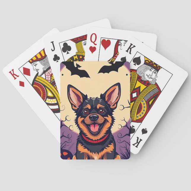 Bedårande hund i Halloween-scen Casinokort (Baksidan)