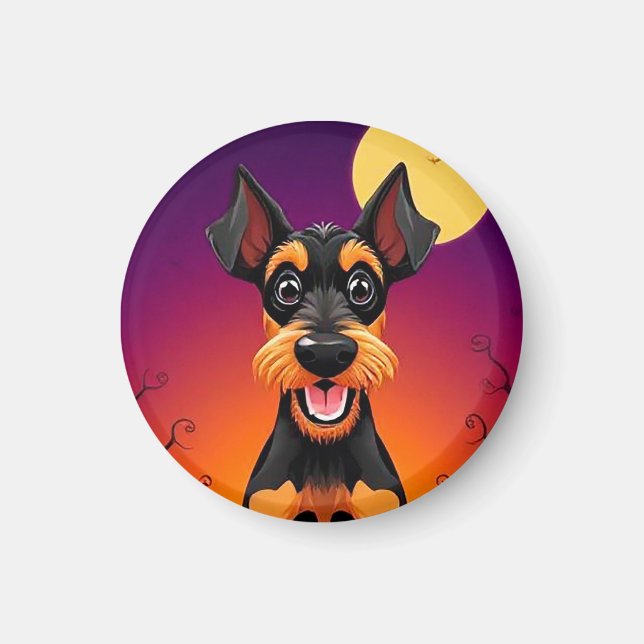 Bedårande hund i Halloween-scen Magnet (Framsidan)