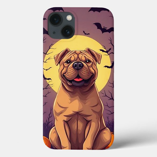 Bedårande hund i halloween-scen med pumpor (Baksida)