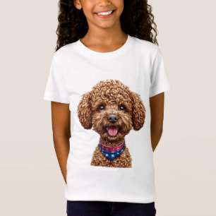 Bedårande hund med en fluffig, lockig päls t shirt