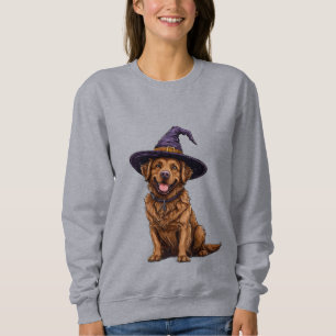 Bedårande hund som bär lila trollkarlshatt t shirt