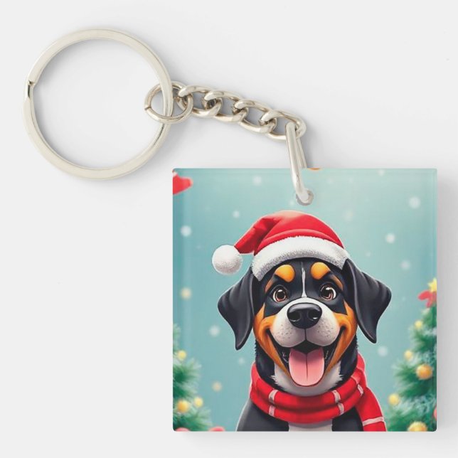 Bedårande hund som bär tomteluva (Framsidan)