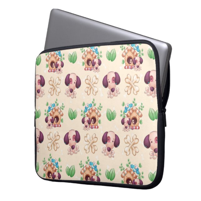 Bedårande hundmönster  laptop fodral (Framsidan Vänster)