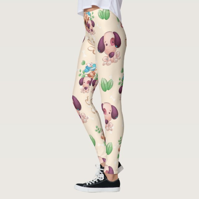 Bedårande hundmönster  leggings (Vänster)