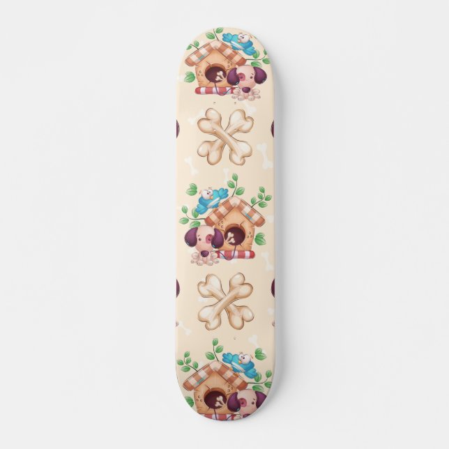 Bedårande hundmönster  mini skateboard bräda 18,5 cm (Framsida)