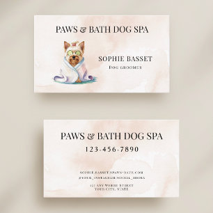 Bedårande hundspa akvarell beige visitkort