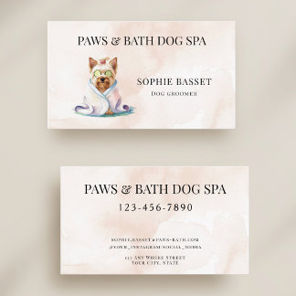 Bedårande hundspa akvarell beige visitkort