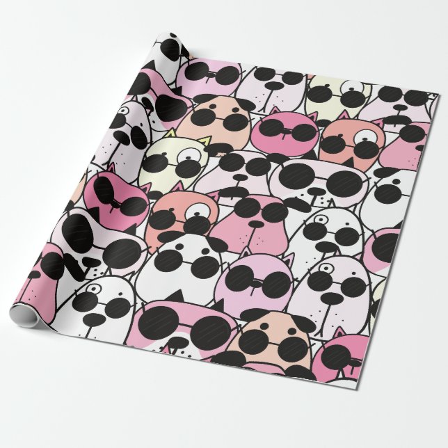 Bedårande Hundtematisk Mönsterdesign Presentpapper (Utrullad)