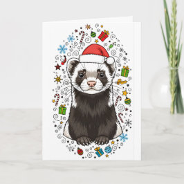 Bedårande iller i tomteluva Merry Christmas-kort Kort