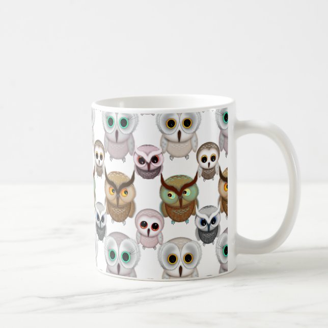 Bedårande Illustrerade Ugglor Mönster Kaffemugg (Höger)