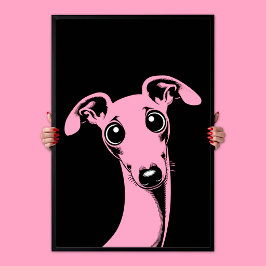 Bedårande italiensk mops | Rosa & Svart Pop Art Poster