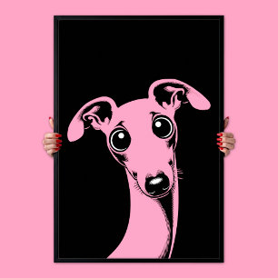 Bedårande italiensk mops Rosa & Svart Pop Art Poster