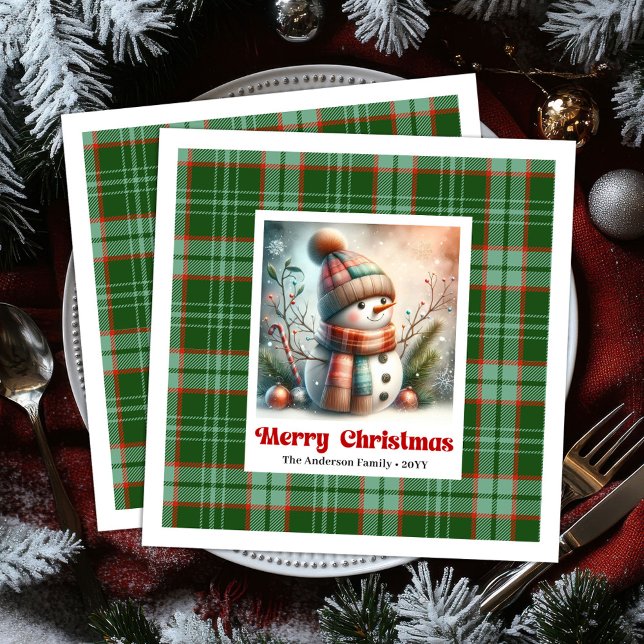 Bedårande jul-sneglubbe servetter redigerbara barn (Adorable Christmas Snowman Napkins Editable Watercolor Art

)