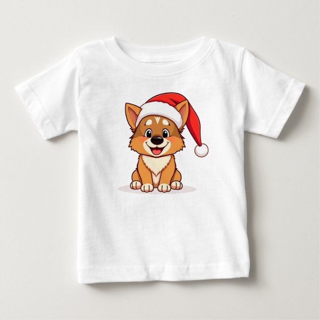 Bedårande jul tecknad hund t shirt (Framsida)