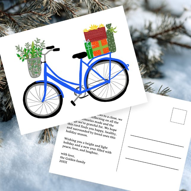 Bedårande julcykel presentidéer för högtiden PERSO Vykort (Adorable Christmas Bicycle Holiday Gifts CUSTOM Postcard
)