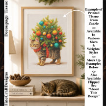 Bedårande julgran katt/kitten FN8L decoupage