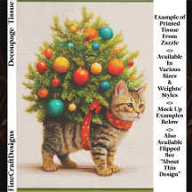 Bedårande julgran katt/kitten FN8R decoupage