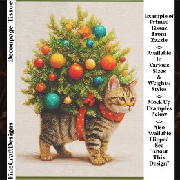 Bedårande julgran katt/kitten FN8R decoupage