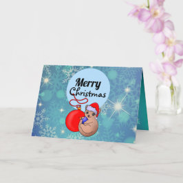 Bedårande julkatt i snöig tomteluva kort