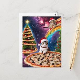 Bedårande julpizzakatter vykort