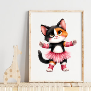 Bedårande Kalico-Kittens Ballerina i Rosa Tutu Poster