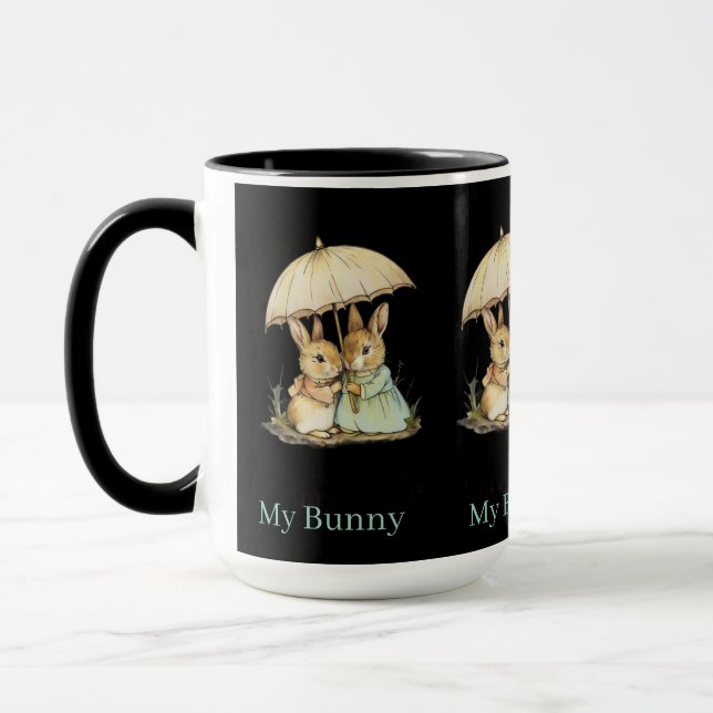 Bedårande Kaninpar Kaffe Kopp, Romantisk Djur Mugg (Vänster)