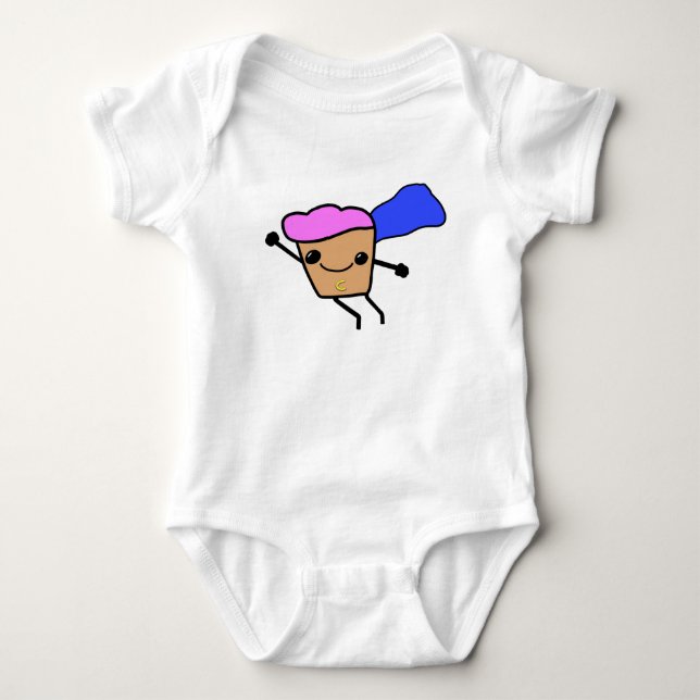 Bedårande Kapten Cupcake Superhjälte Söt Barnprese T Shirt (Framsida)