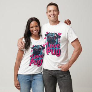 Bedårande kärlekspug med rosa hjärtan Alla hjärtan T Shirt