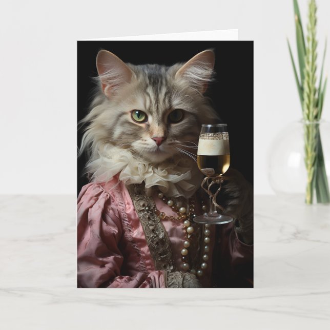 Bedårande katt håller en glas kort (Framsida)