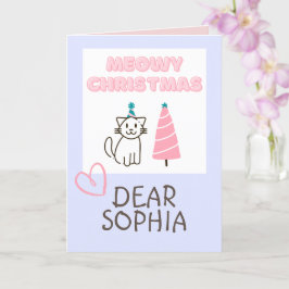 Bedårande katt i hatt & träd Glad jul Pastell Ca Kort