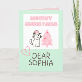 Bedårande katt i hatt & träd Glad jul Pastell Ca Kort
