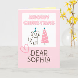 Bedårande katt i hatt & träd Glad jul Pastell Ca Kort