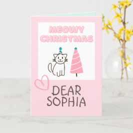 Bedårande katt i hatt & träd Glad jul Pastell Kort