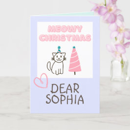 Bedårande katt i hatt & träd Glad jul Pastell Kort