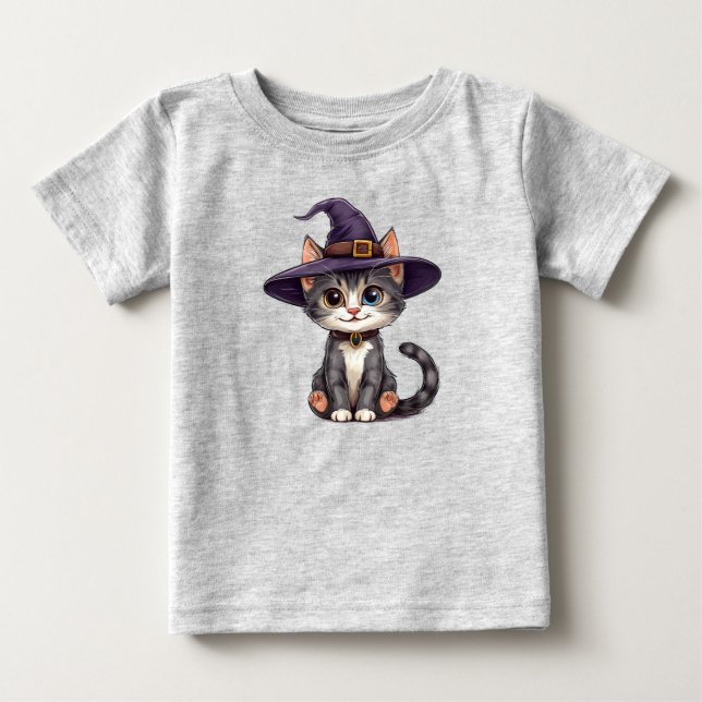 Bedårande katt i häxhatt t shirt (Framsida)