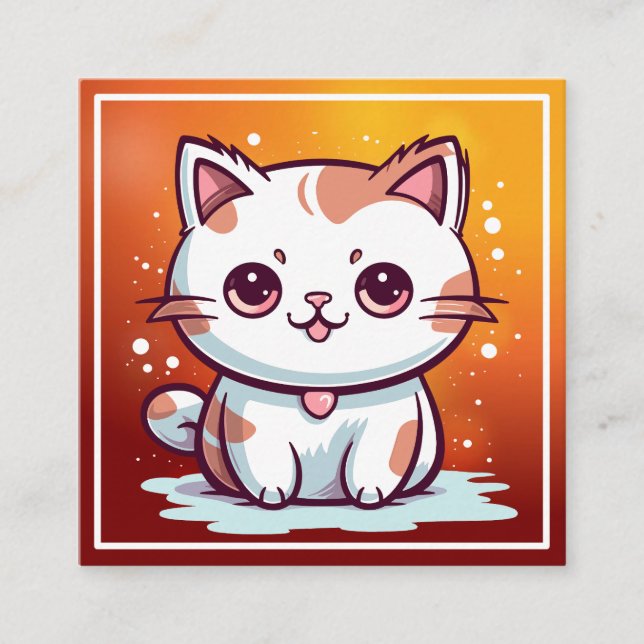 Bedårande Katt Kawaii Stil Clipart (Framsida)