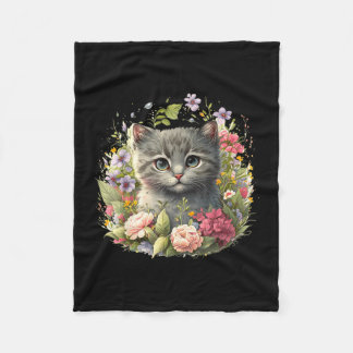 Bedårande katt söt kattunge floralpng fleecefilt