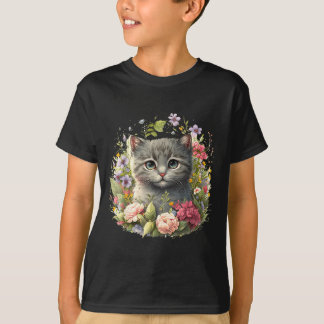 Bedårande katt söt kattunge floralpng t shirt