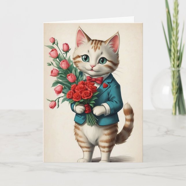 Bedårande Katt Valentine Kort (Framsida)