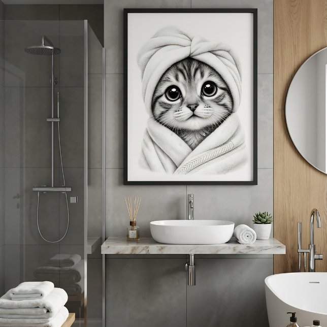 Bedårande Kattälskare Badrum Väggkonst Kattunge Af (Skapare uppladdad)