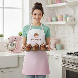 Bedårande Kawaii Cupcake med namn Rosa köksförkläd