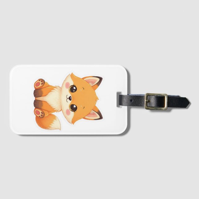 Bedårande Kawaii Fluffig Räv  Bagagebricka (Framsida horisontal)