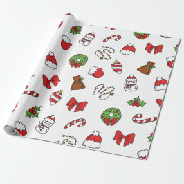 Bedårande Kawaii Jul Holiday Mönster Present Presentpapper